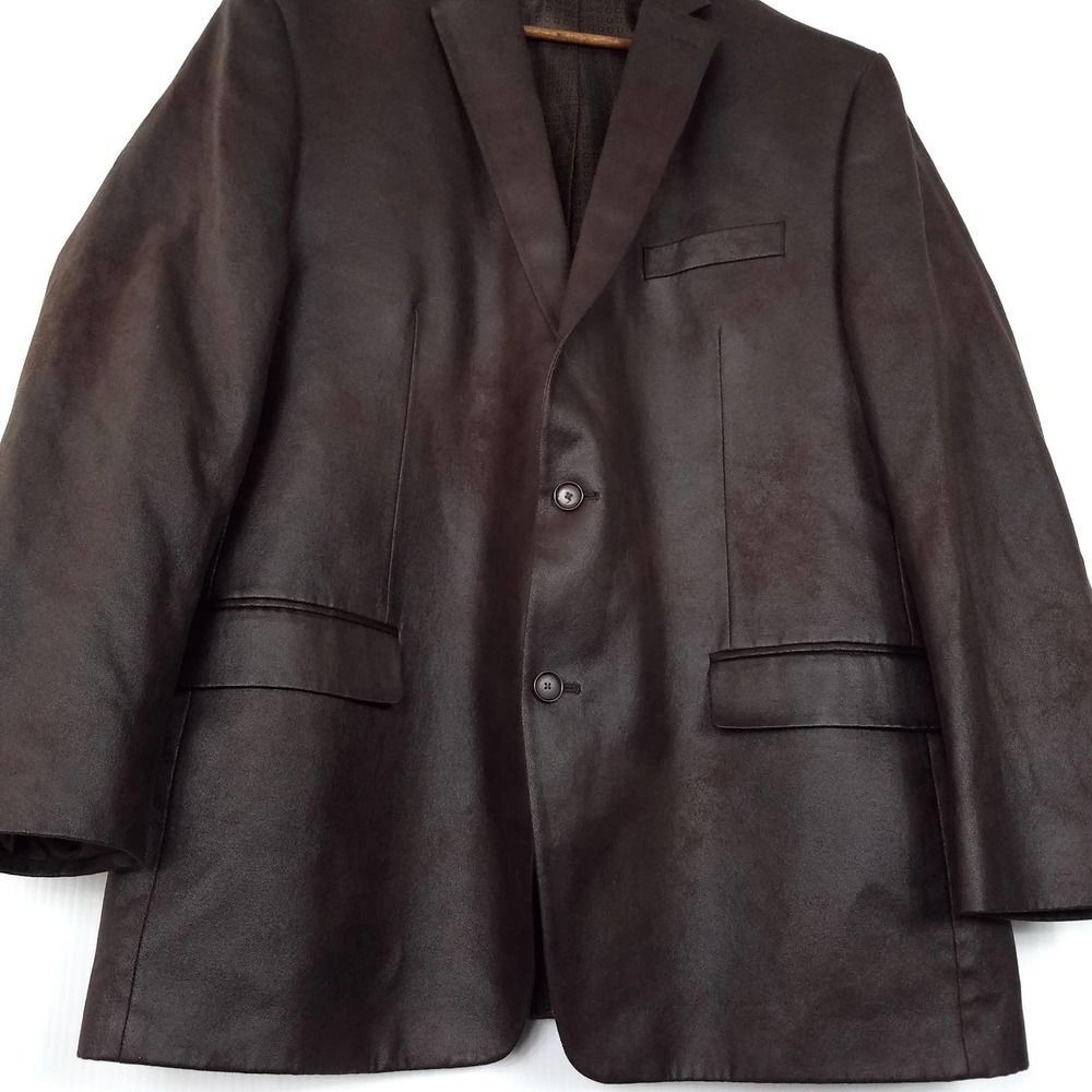 Michael Kors Dark Brown Faux Suede 2 Button Blazer Jacket Sport Coat Size 46 - Picture 3 of 6